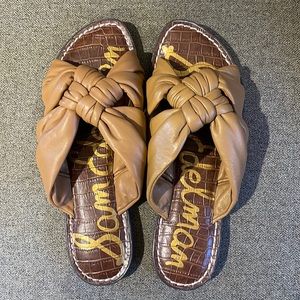 Sam Edelman Garson leather knotted slide. Camel colorway. Size 7